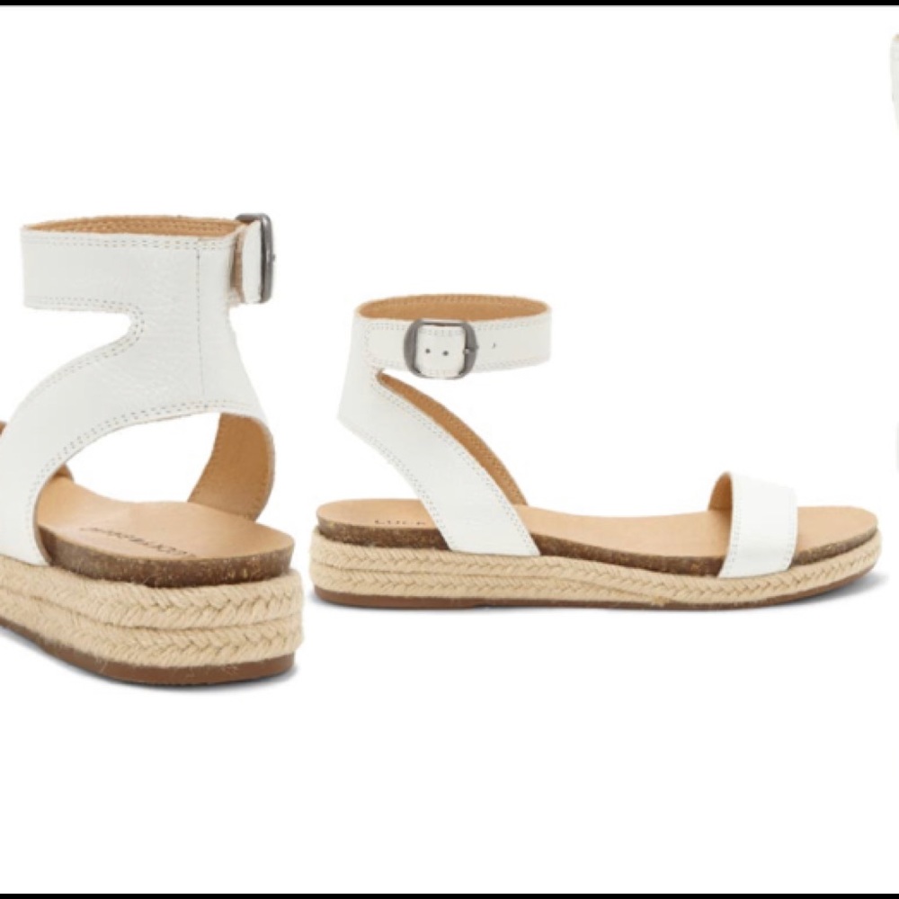 Lucky Brand Garston Espadrille Sandal - White Leather - Womens 7.5 - fabulous!